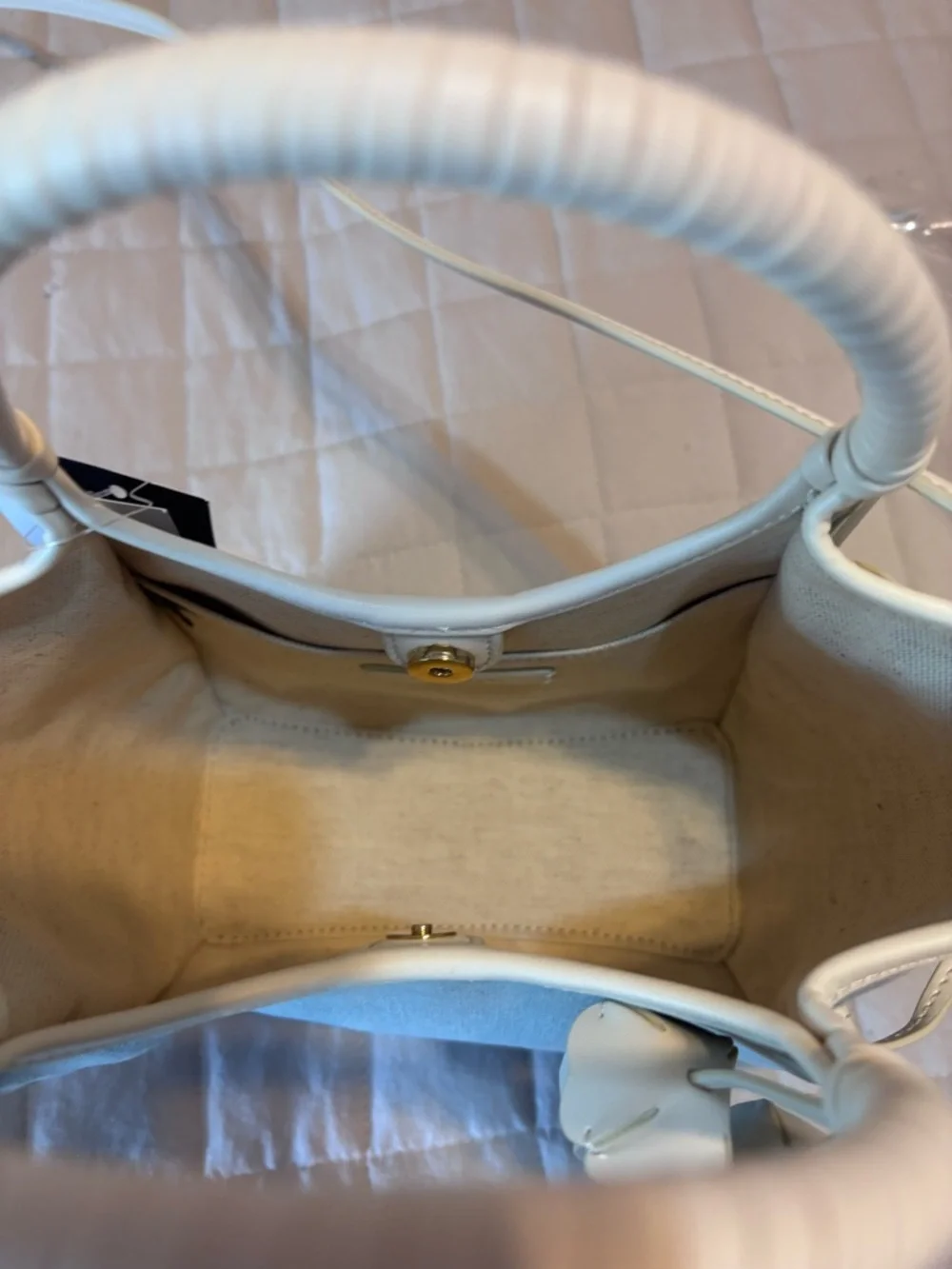 kate spade Light Blue and White Mini Tote Crossbody with Floral Charm - Picture 4 of 10